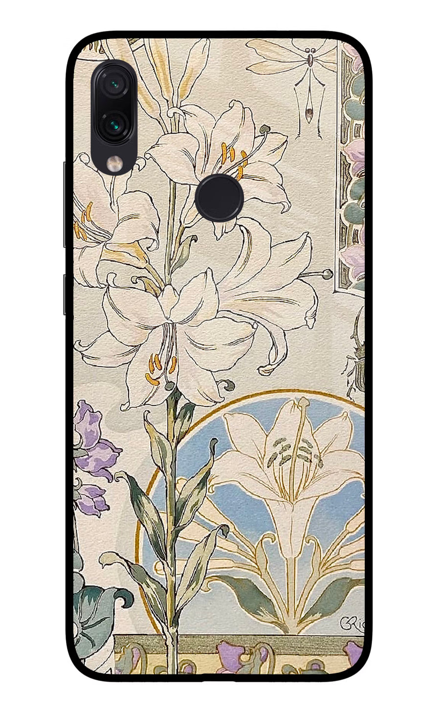 White Lily Redmi Note 7 Pro Back Cover, Glass case