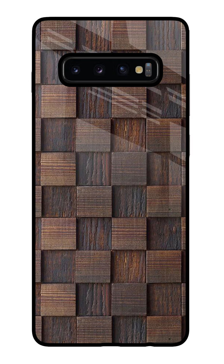 Wooden Cube Design Samsung S10 Plus Back Cover, Glass case