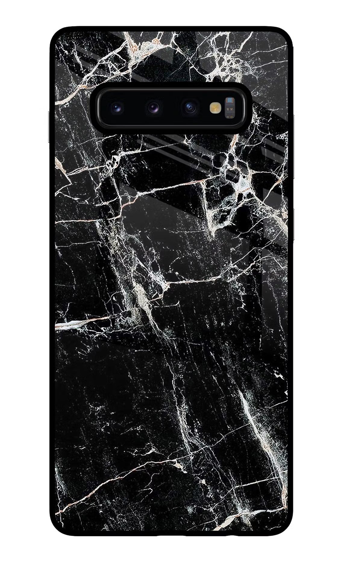 Black Marble Texture Samsung S10 Plus Glass Case Back Cover by Casekaro
