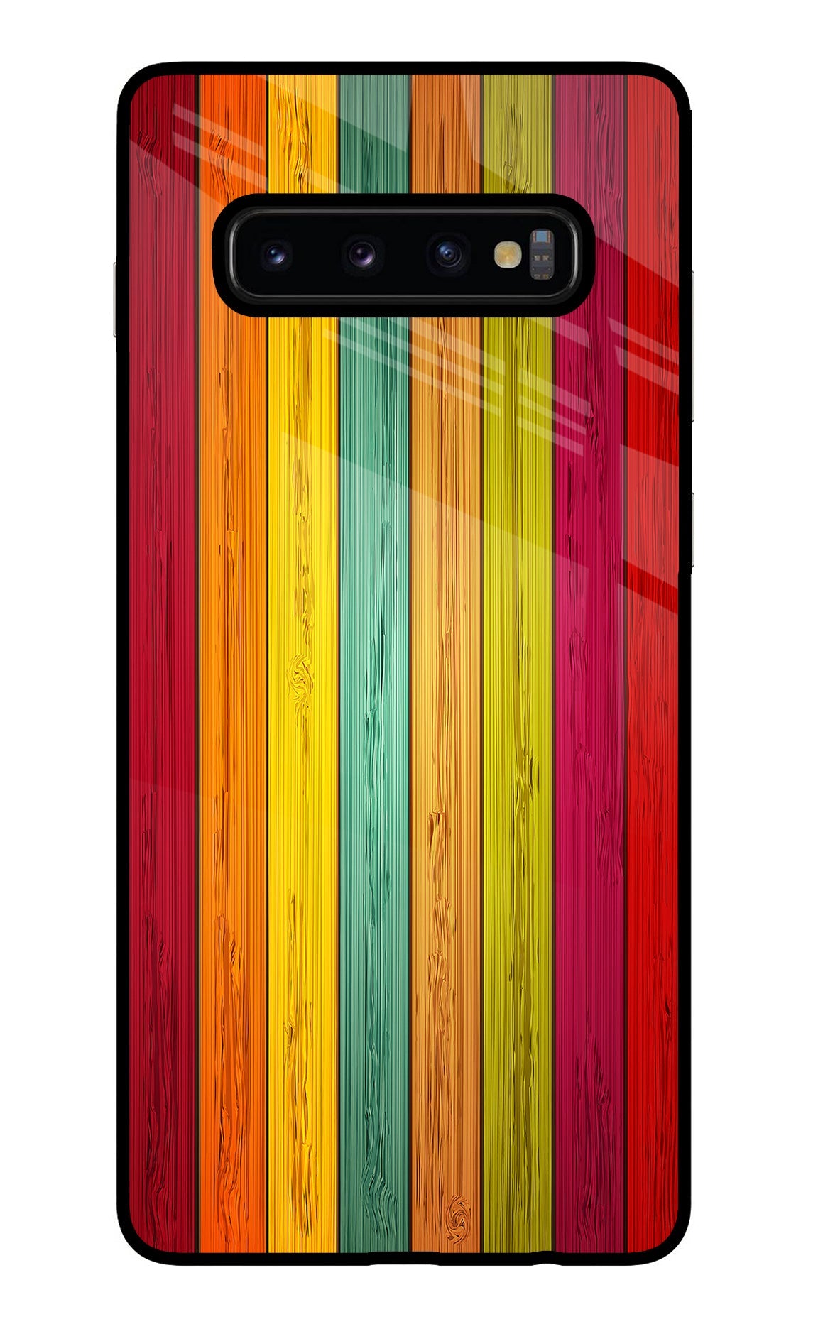 Multicolor Wooden Samsung S10 Plus Glass Case