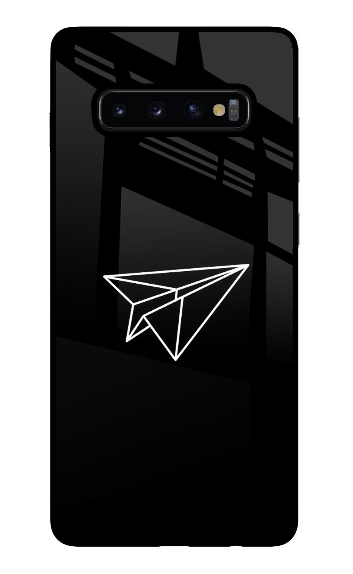 Paper Plane White Samsung S10 Plus Glass Case Back Cover by Casekaro