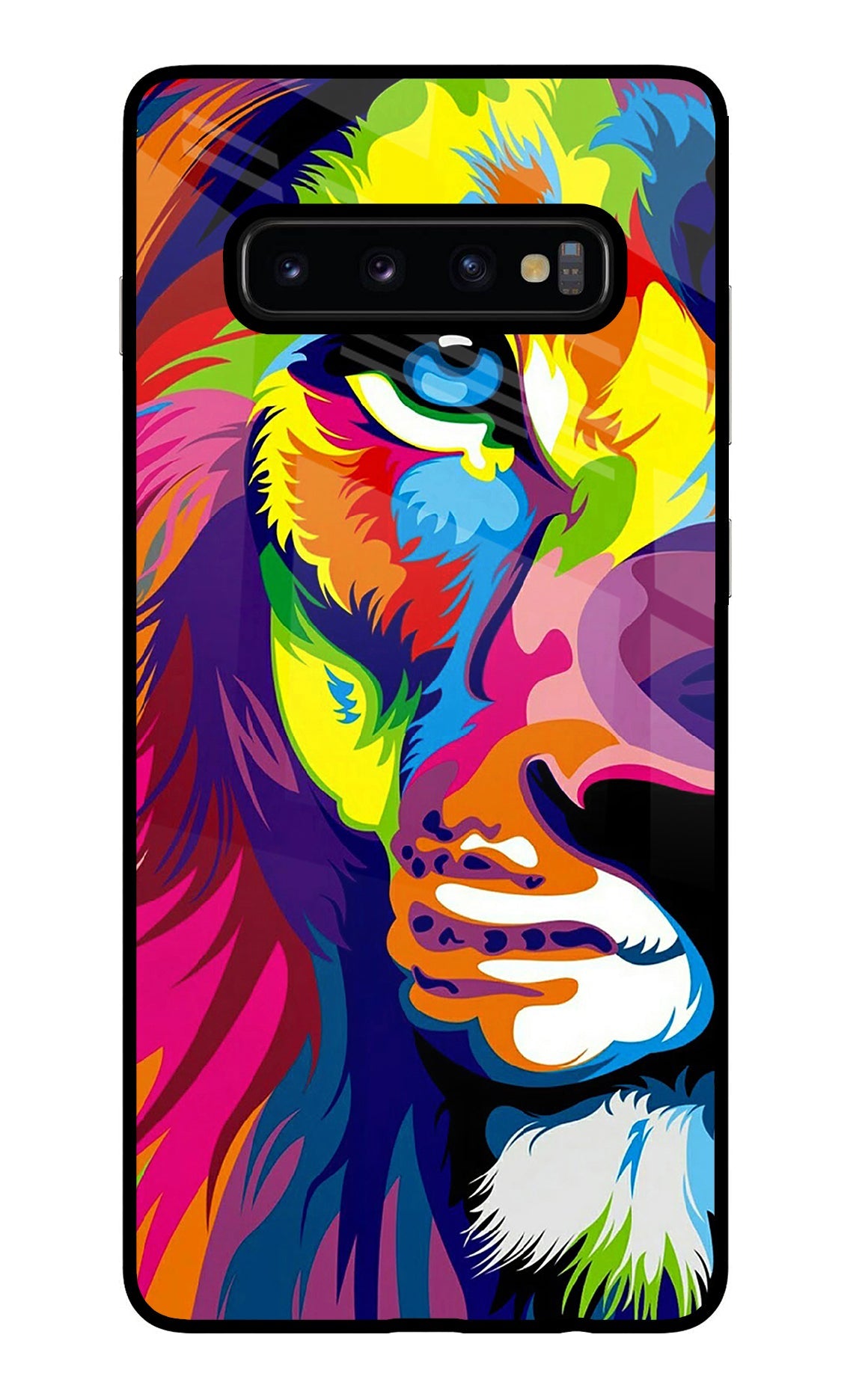 Lion Half Face Samsung S10 Plus Glass Case