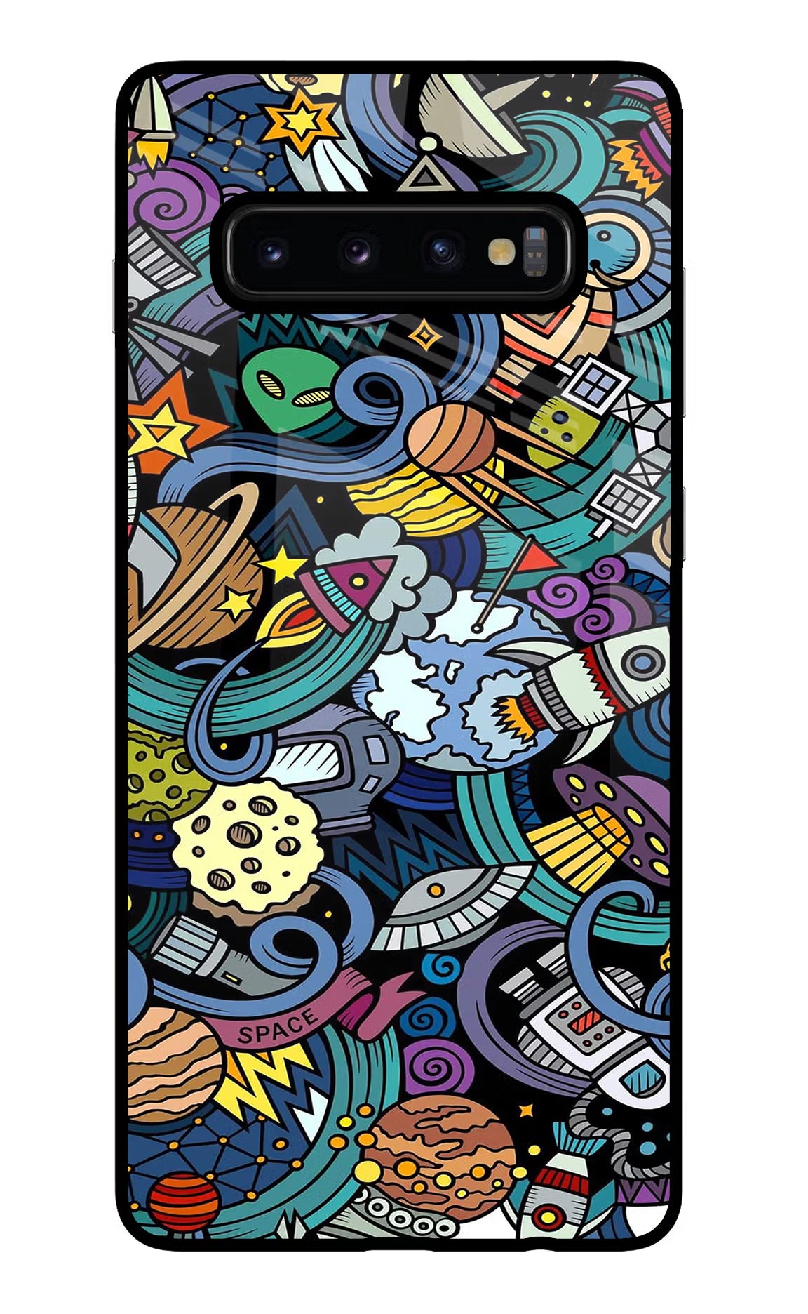 Space Abstract Samsung S10 Plus Glass Case Back Cover by Casekaro