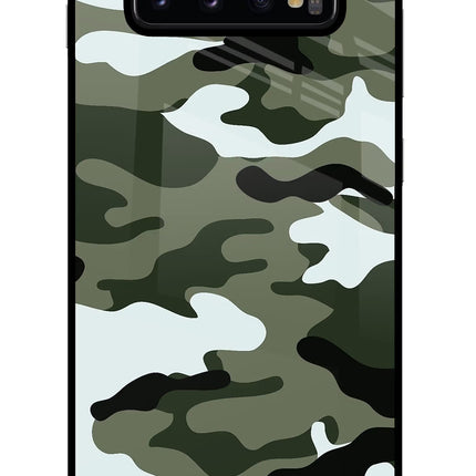 Camouflage Samsung S10 Plus Glass Case Back Cover by Casekaro