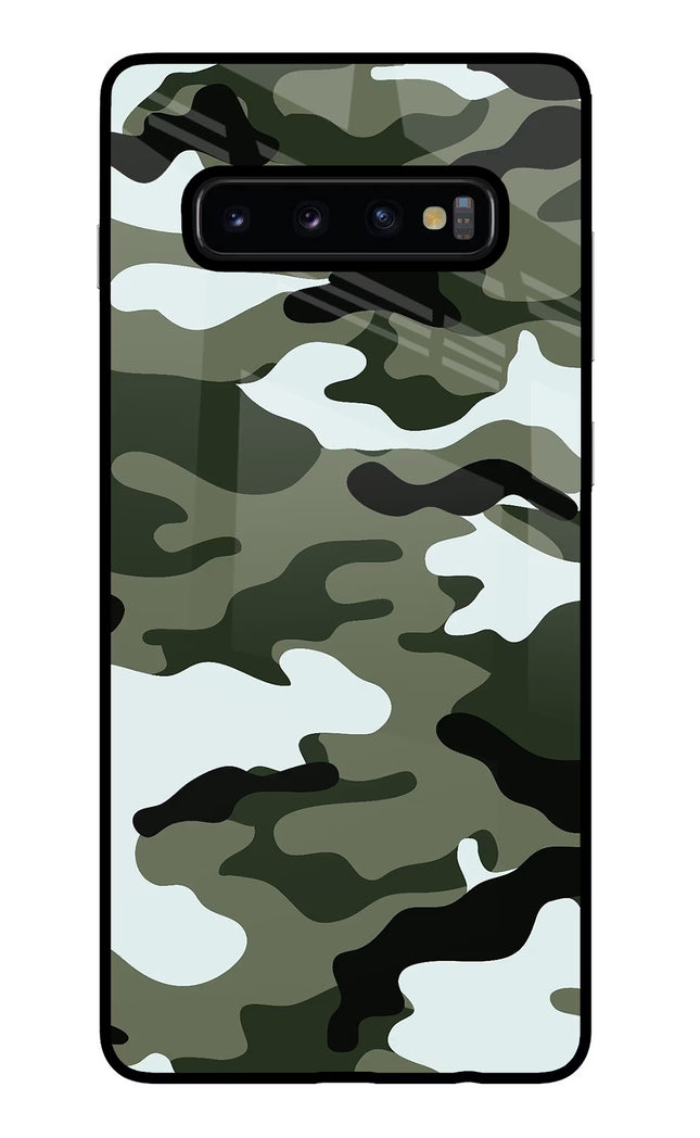 Camouflage Samsung S10 Plus Glass Case Back Cover by Casekaro
