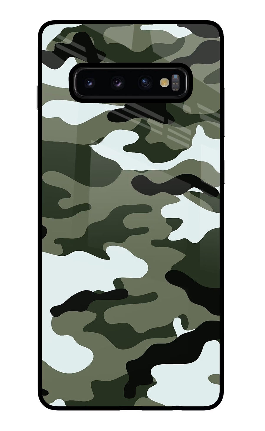 Camouflage Samsung S10 Plus Back Cover, Glass case