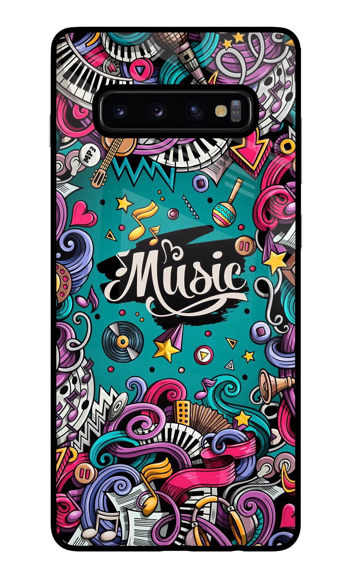 Music Graffiti Samsung S10 Plus Glass Case Back Cover by Casekaro