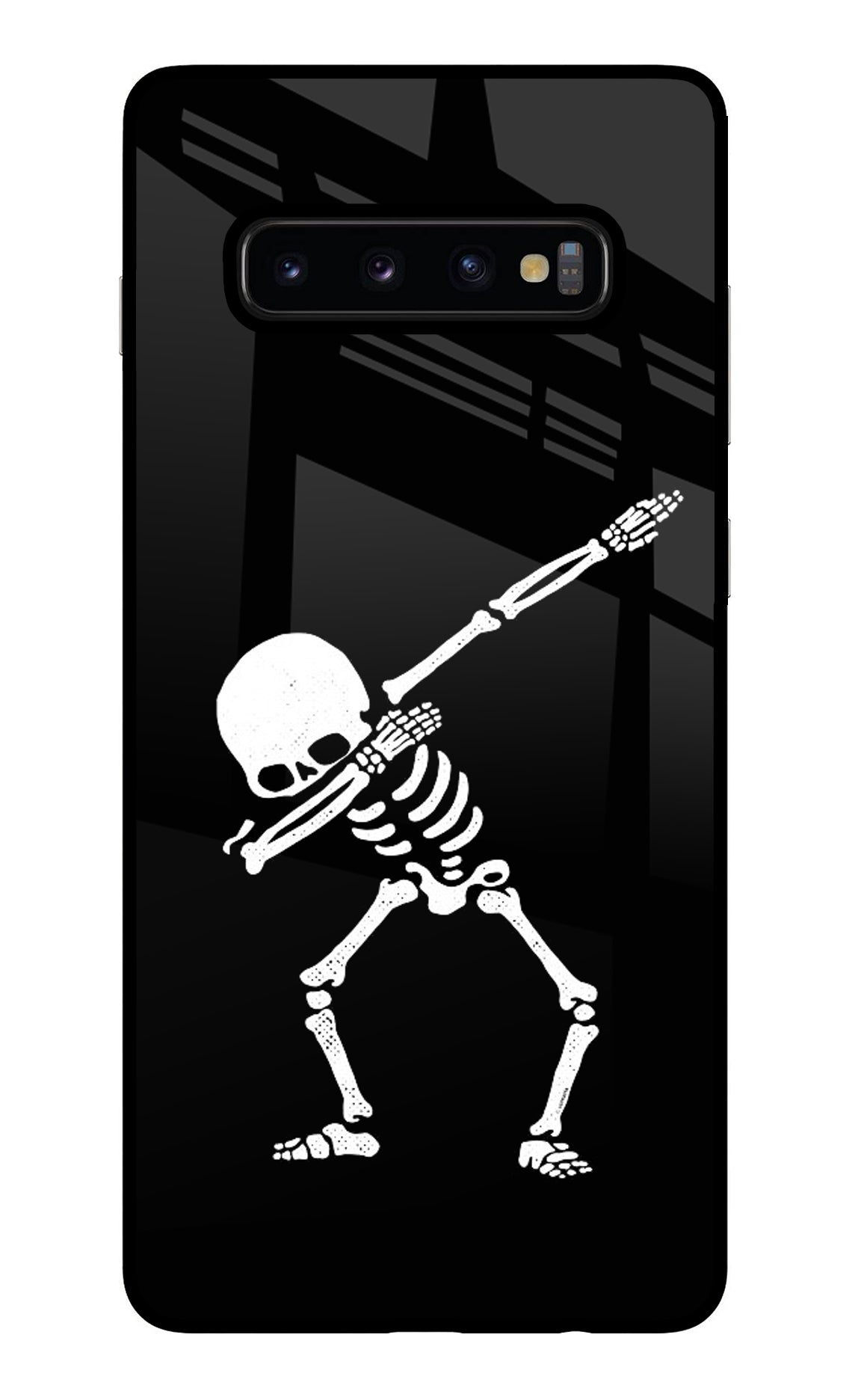 Dabbing Skeleton Art Samsung S10 Plus Glass Case