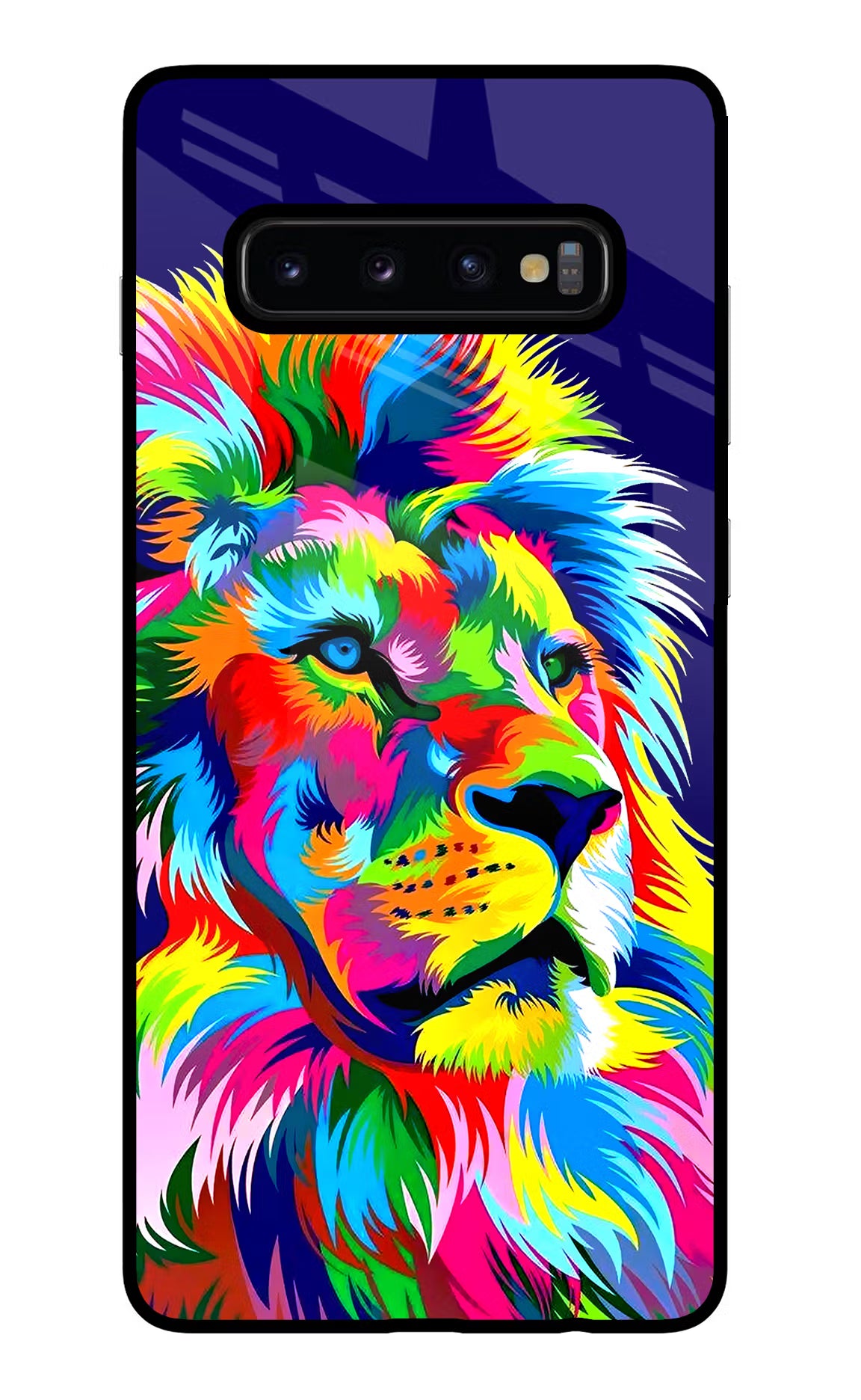 Vector Art Lion Samsung S10 Plus Glass Case Back Cover by Casekaro