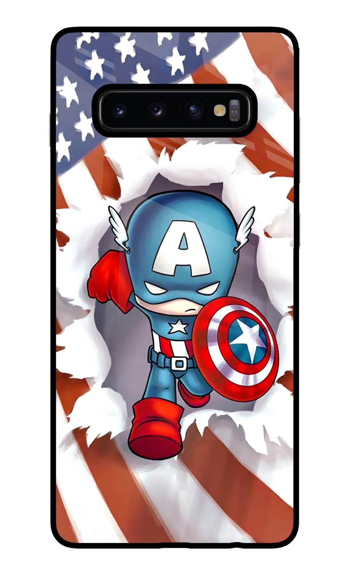 Captain America Samsung S10 Plus Glass Case Back Cover by Casekaro
