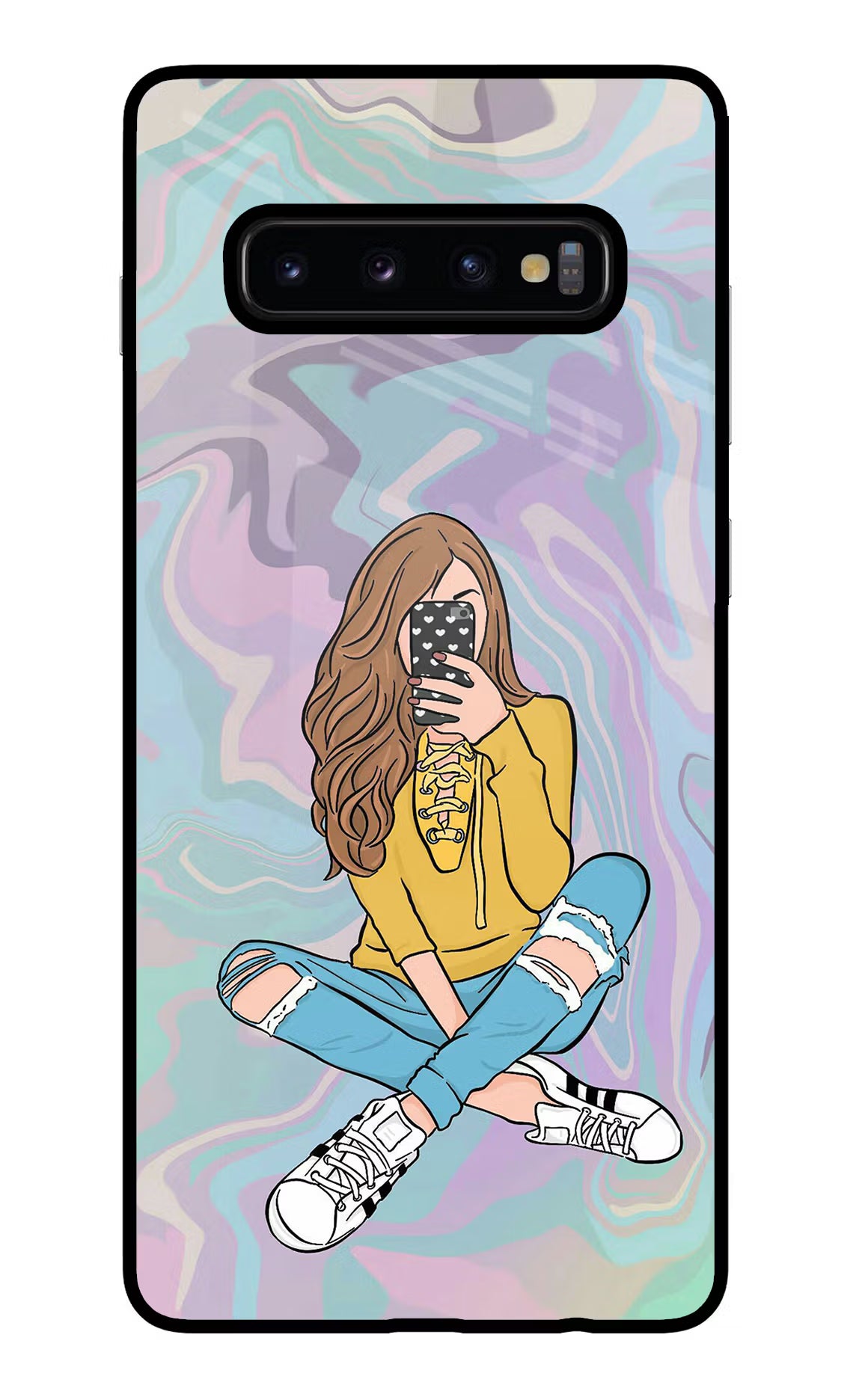 Selfie Girl Samsung S10 Plus Glass Case Back Cover by Casekaro