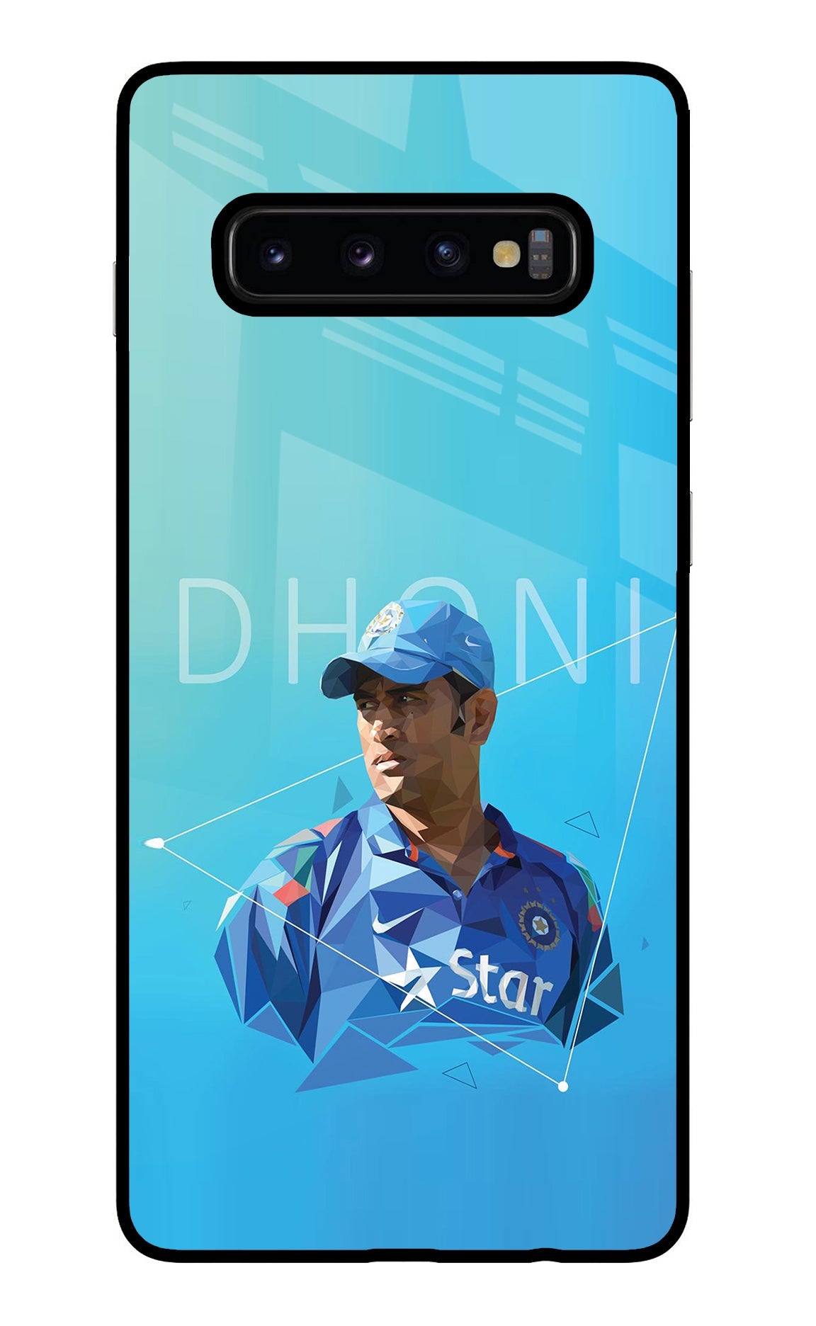 Dhoni Artwork Samsung S10 Plus Glass Case