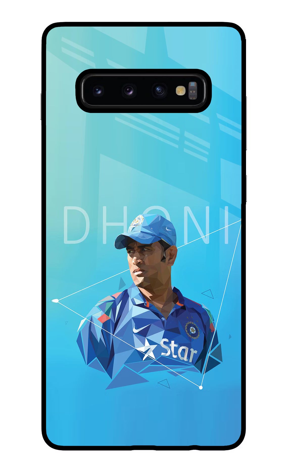 Dhoni Artwork Samsung S10 Plus Glass Case Back Cover by Casekaro