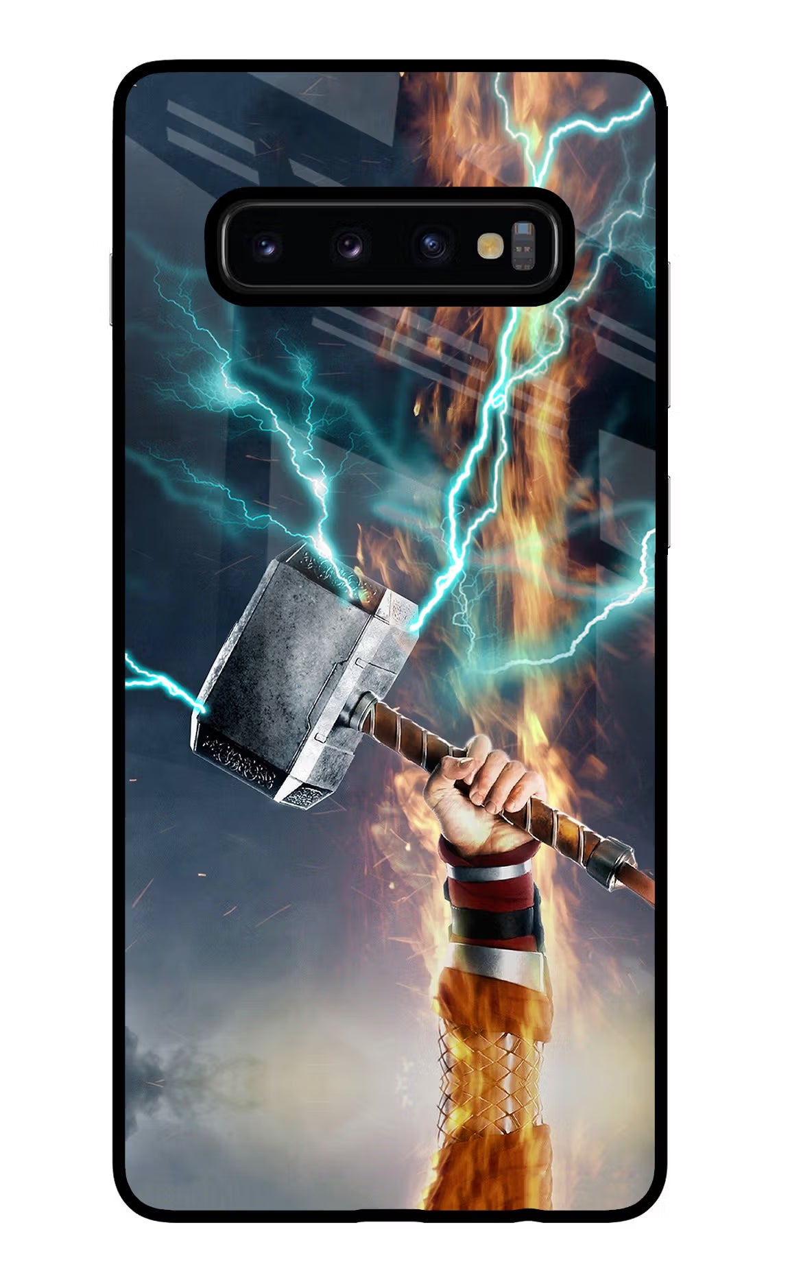 Thor Hammer Mjolnir Samsung S10 Plus Glass Case Back Cover by Casekaro