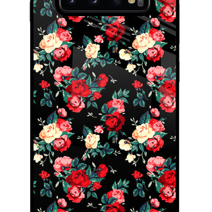 Rose Pattern Samsung S10 Plus Glass Case Back Cover by Casekaro