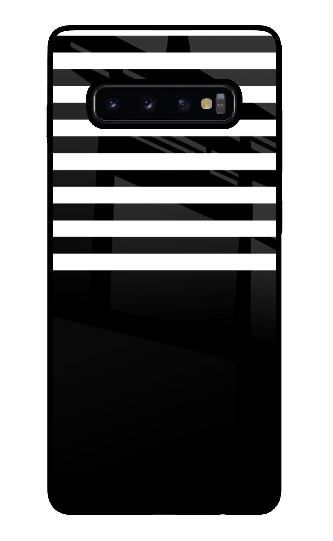 Black and White Print Samsung S10 Plus Glass Case Back Cover by Casekaro