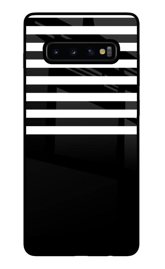 Black and White Print Samsung S10 Plus Glass Case Back Cover by Casekaro