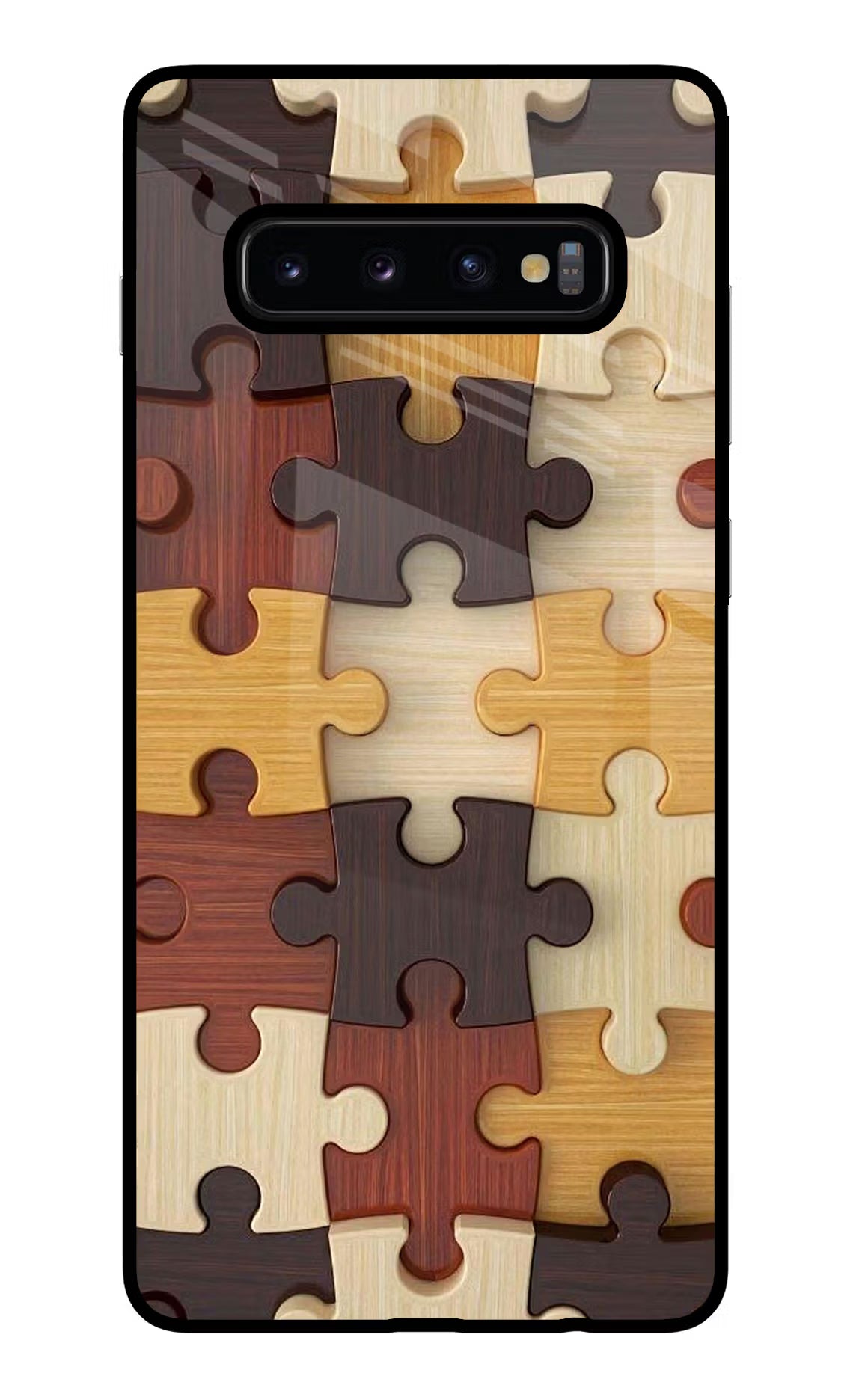 Wooden Puzzle Samsung S10 Plus Glass Case Back Cover by Casekaro
