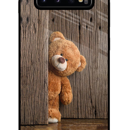 Teddy Wooden Samsung S10 Plus Glass Case Back Cover by Casekaro