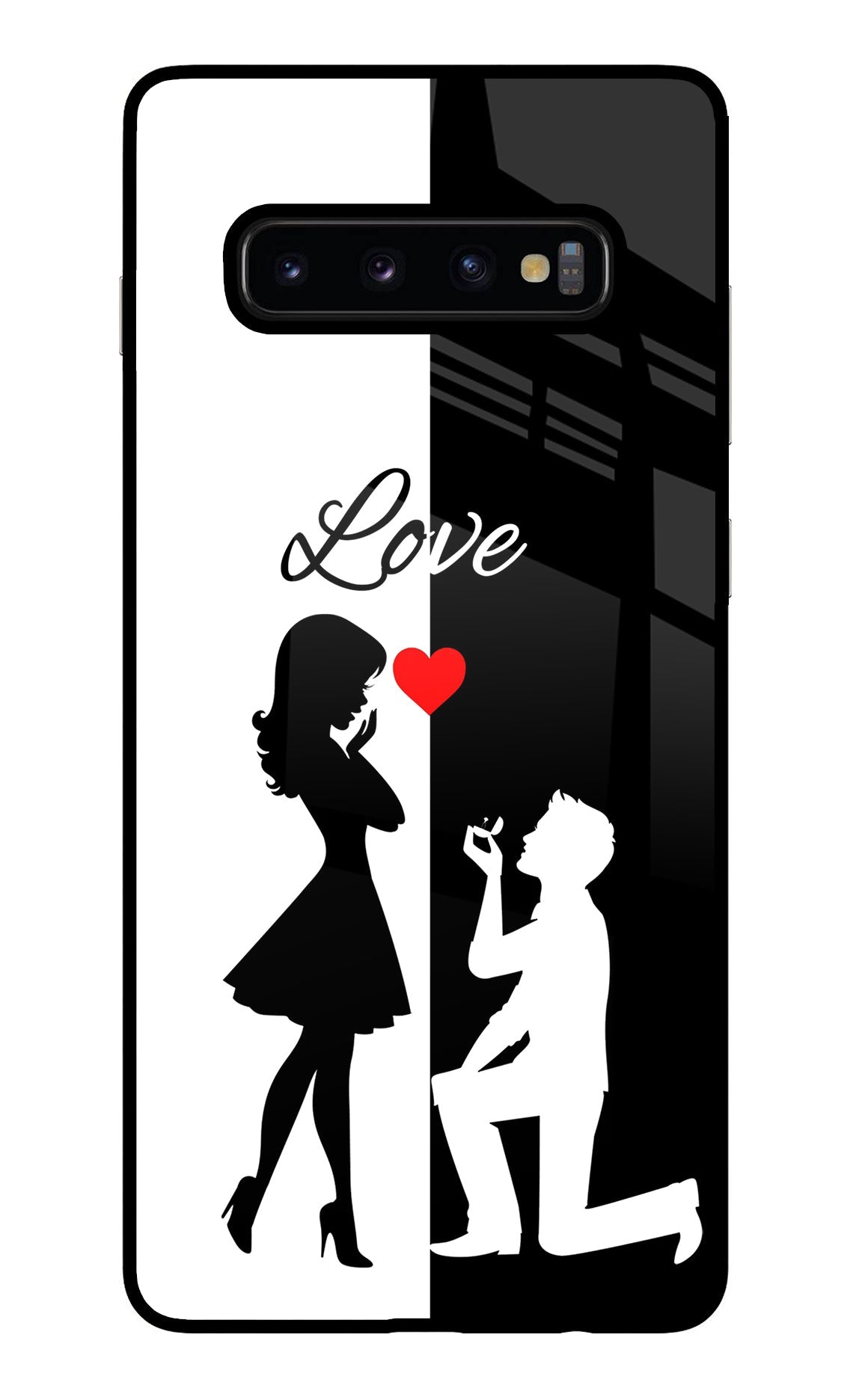 Love Propose Black And White Samsung S10 Plus Glass Case