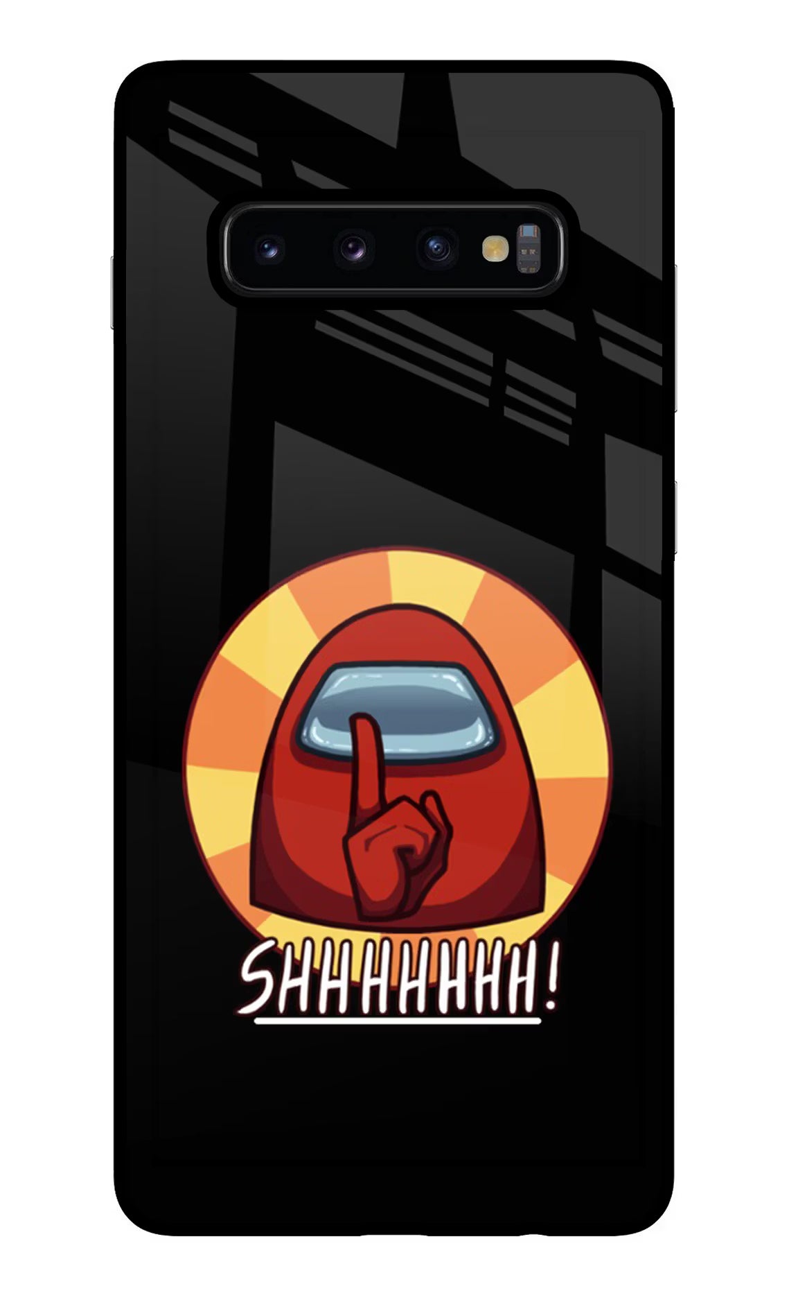 Among Us Shhh! Samsung S10 Plus Glass Case Back Cover by Casekaro