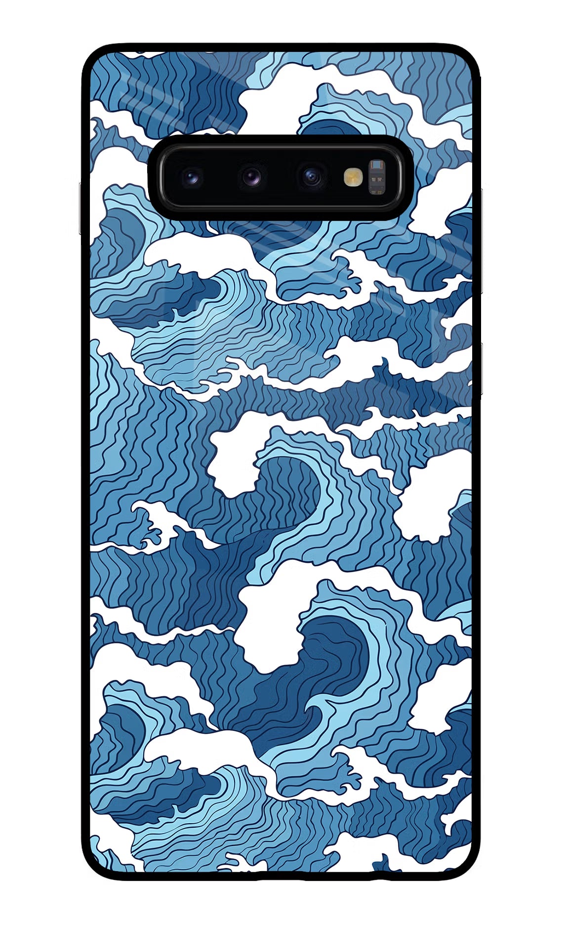 Blue Waves Samsung S10 Plus Glass Case Back Cover by Casekaro
