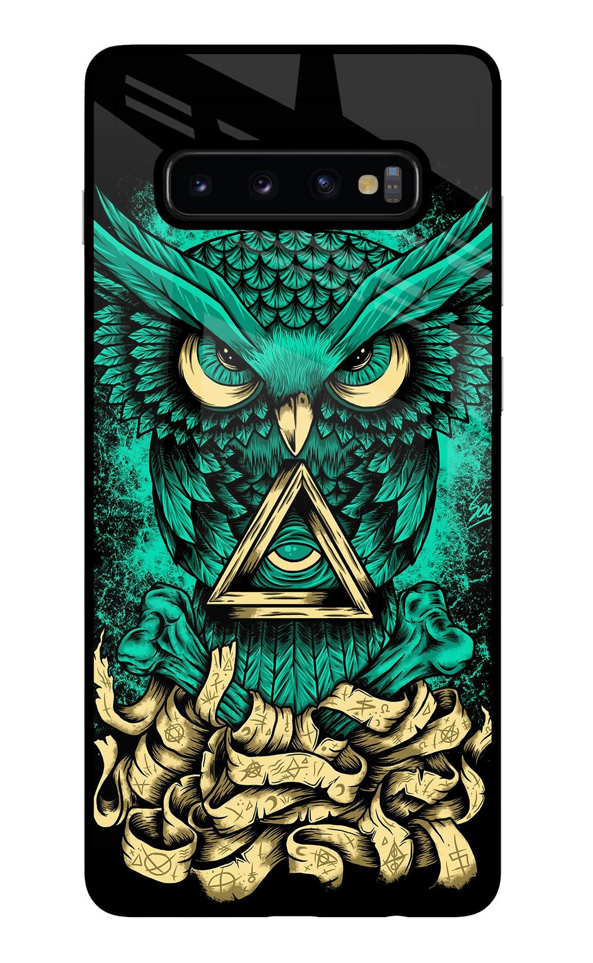 Green Owl Samsung S10 Plus Glass Case