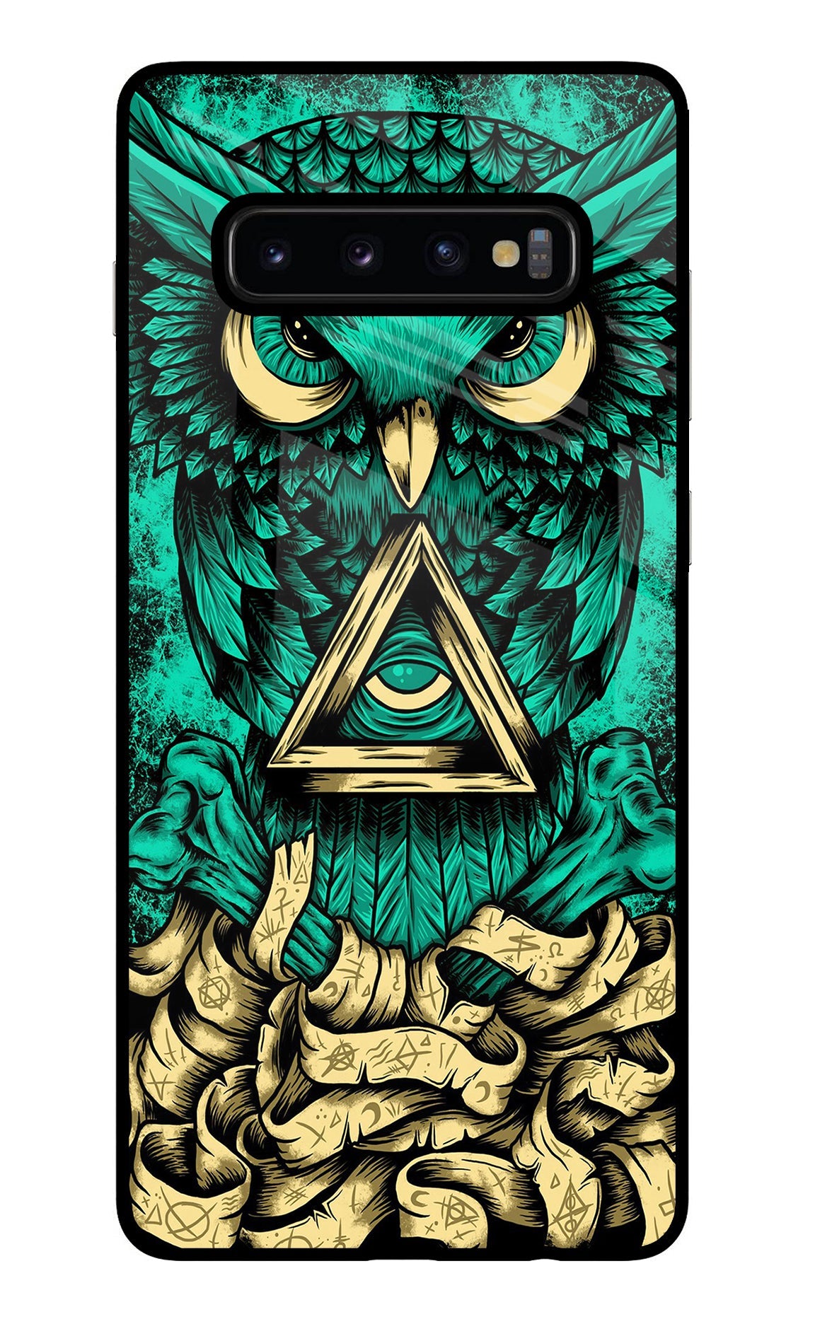 Green Owl Samsung S10 Plus Glass Case