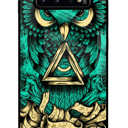 Green Owl Samsung S10 Plus Glass Case Back Cover by Casekaro