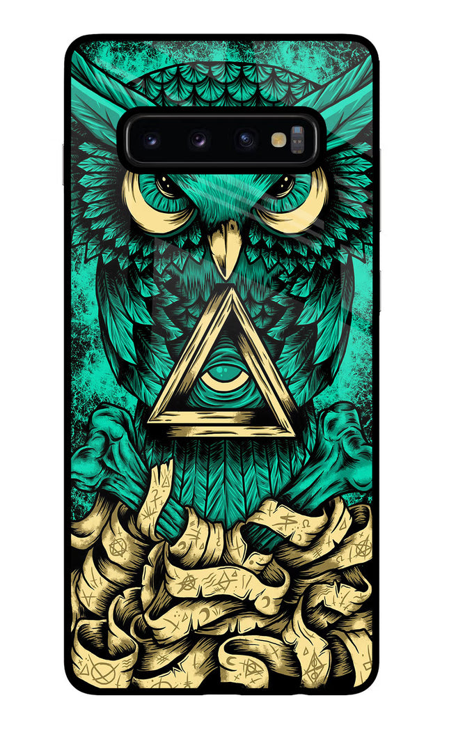 Green Owl Samsung S10 Plus Glass Case Back Cover by Casekaro