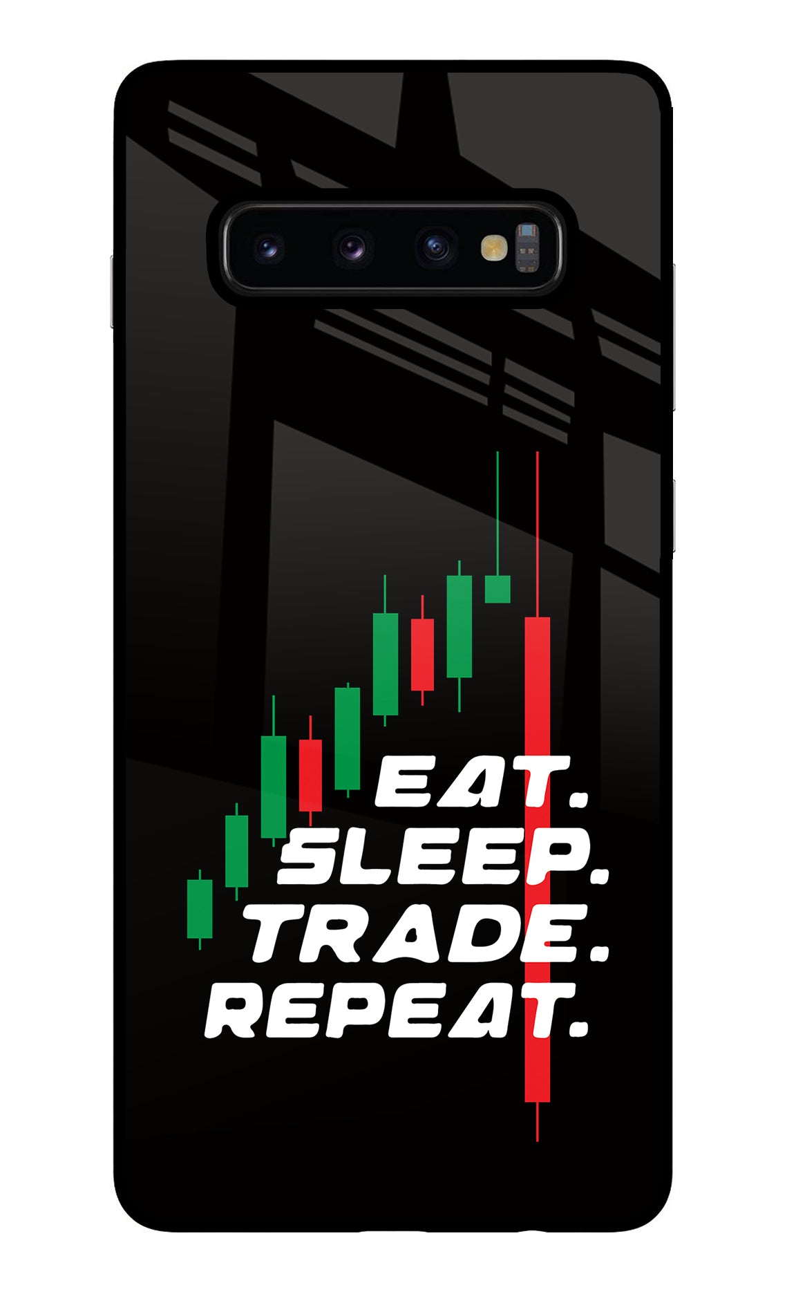 Eat Sleep Trade Repeat Samsung S10 Plus Glass Case