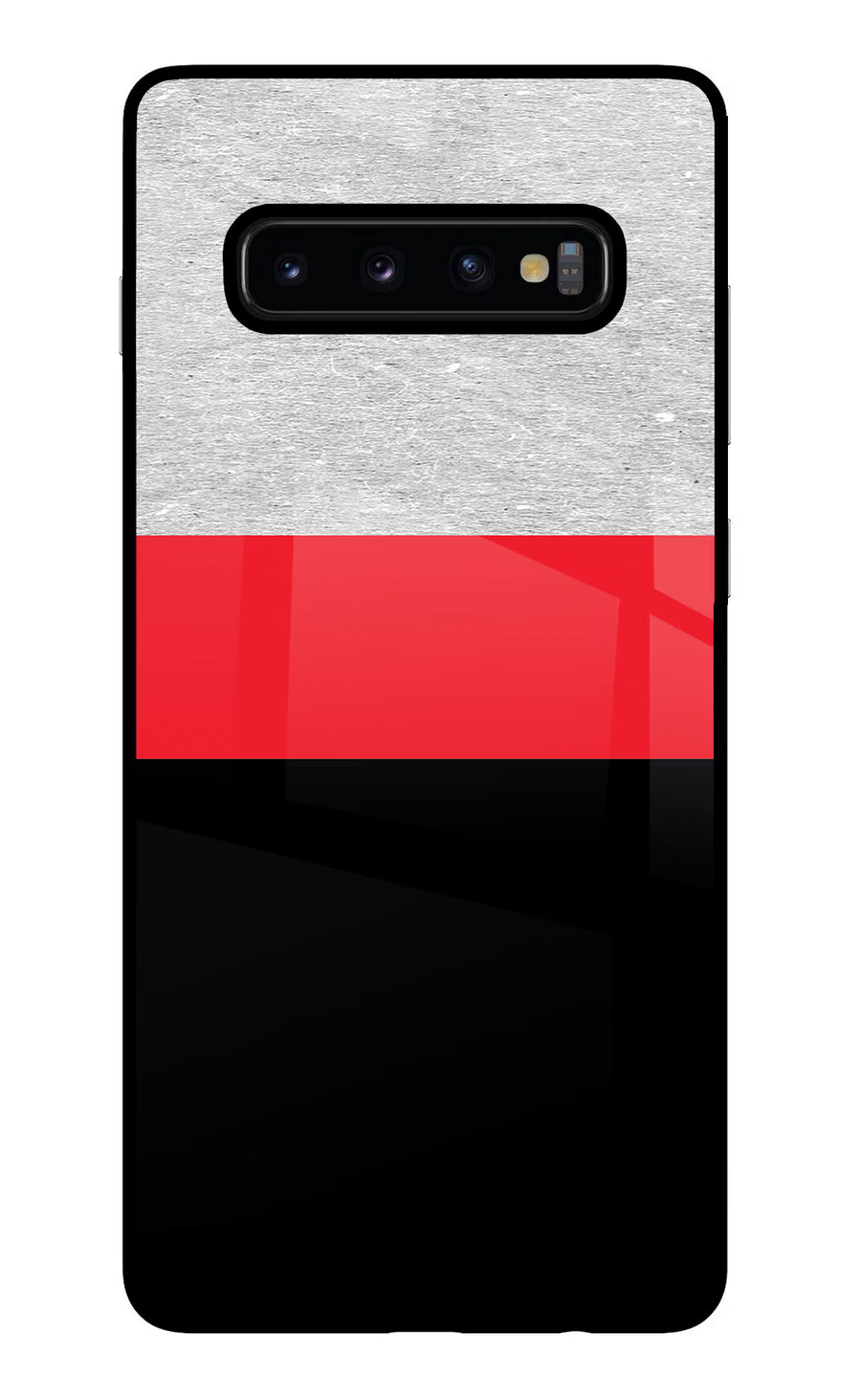 Tri Color Pattern Samsung S10 Plus Back Cover, Glass case