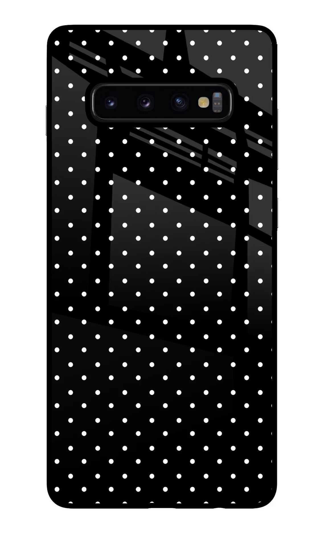 White Dots Samsung S10 Plus Glass Case Back Cover by Casekaro