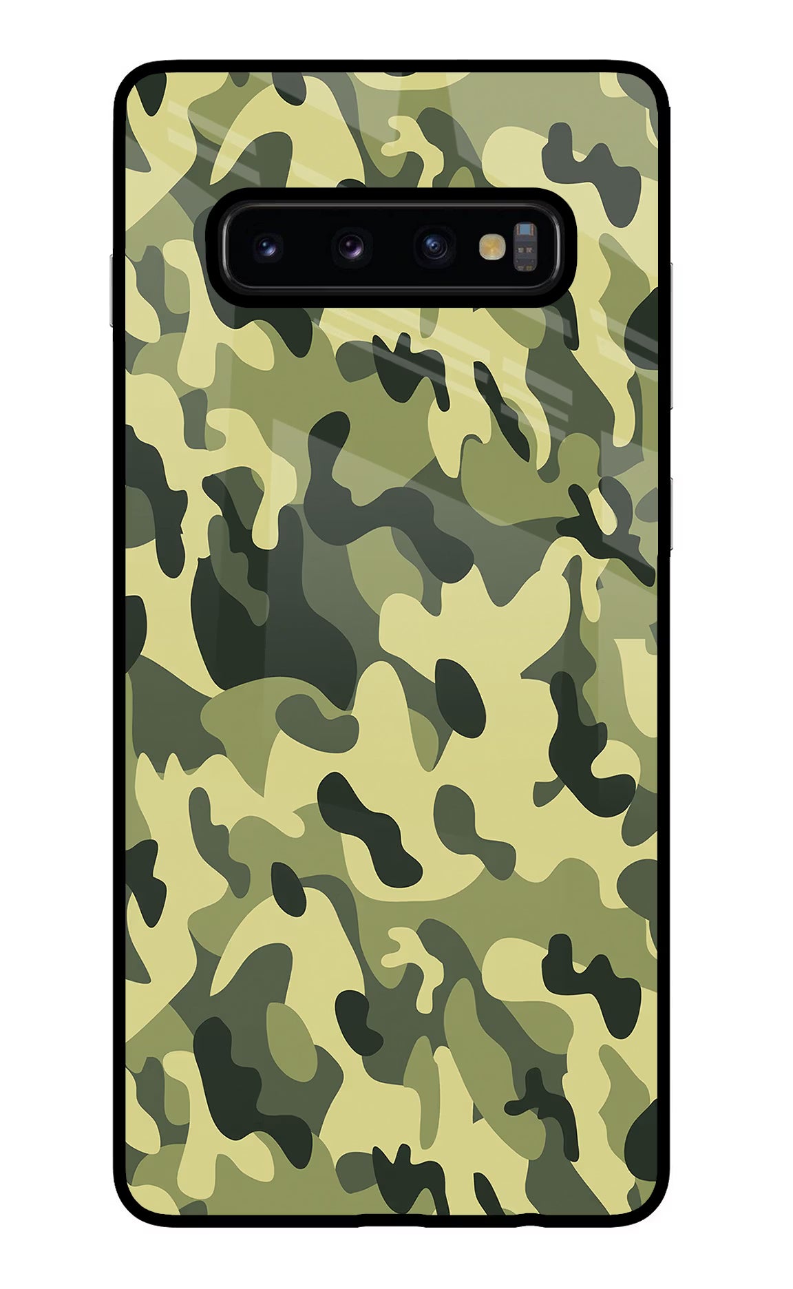 Camouflage Samsung S10 Plus Glass Case Back Cover by Casekaro
