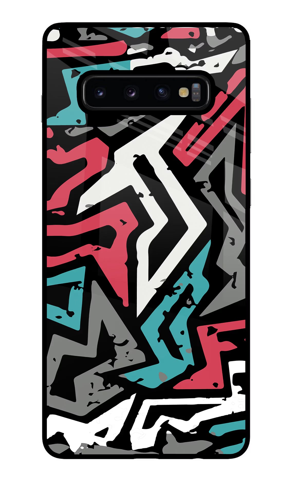 Geometric Graffiti Samsung S10 Plus Glass Case Back Cover by Casekaro