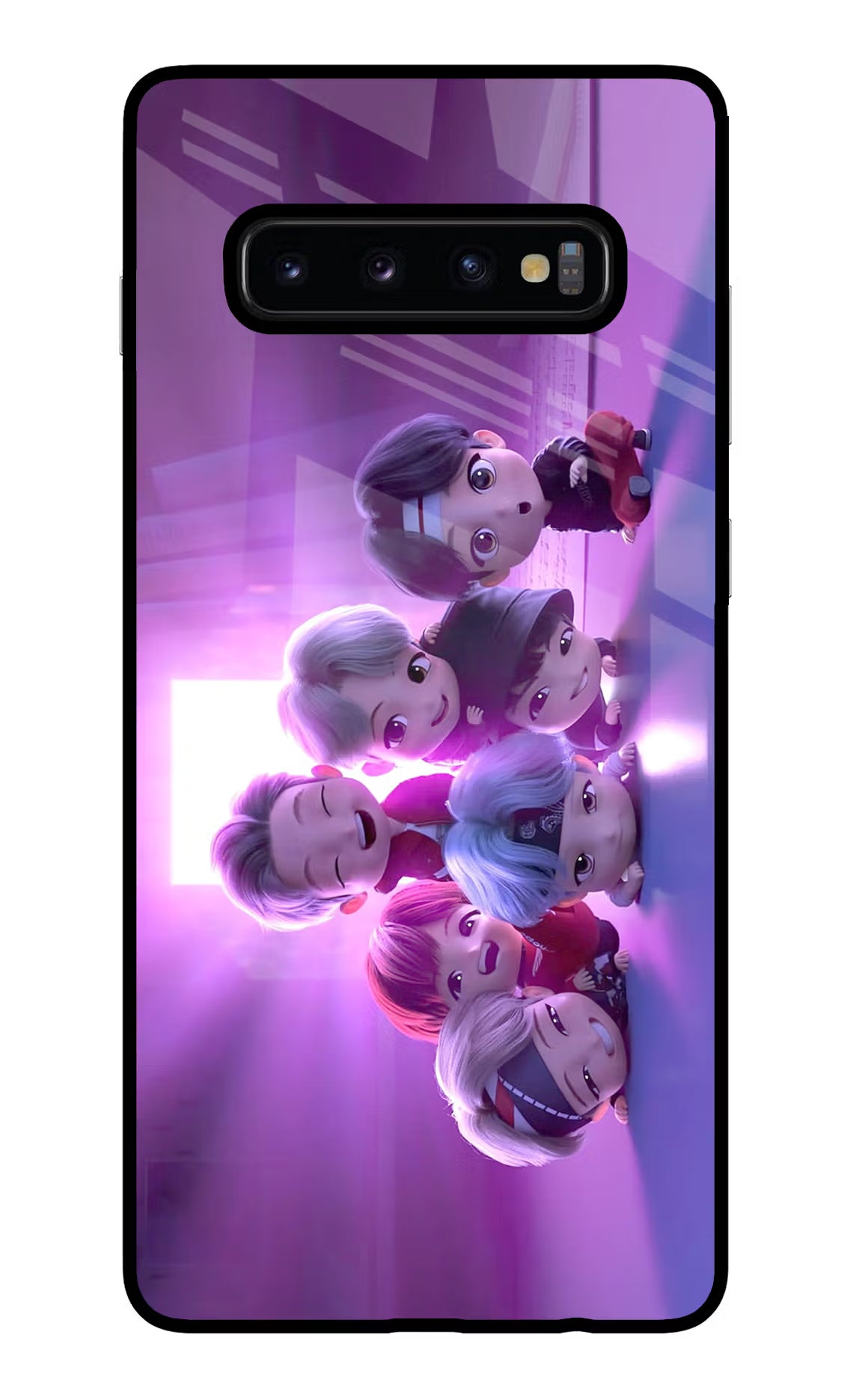 BTS Chibi Samsung S10 Plus Glass Case Back Cover by Casekaro