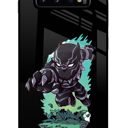 Black Panther Samsung S10 Plus Glass Case Back Cover by Casekaro