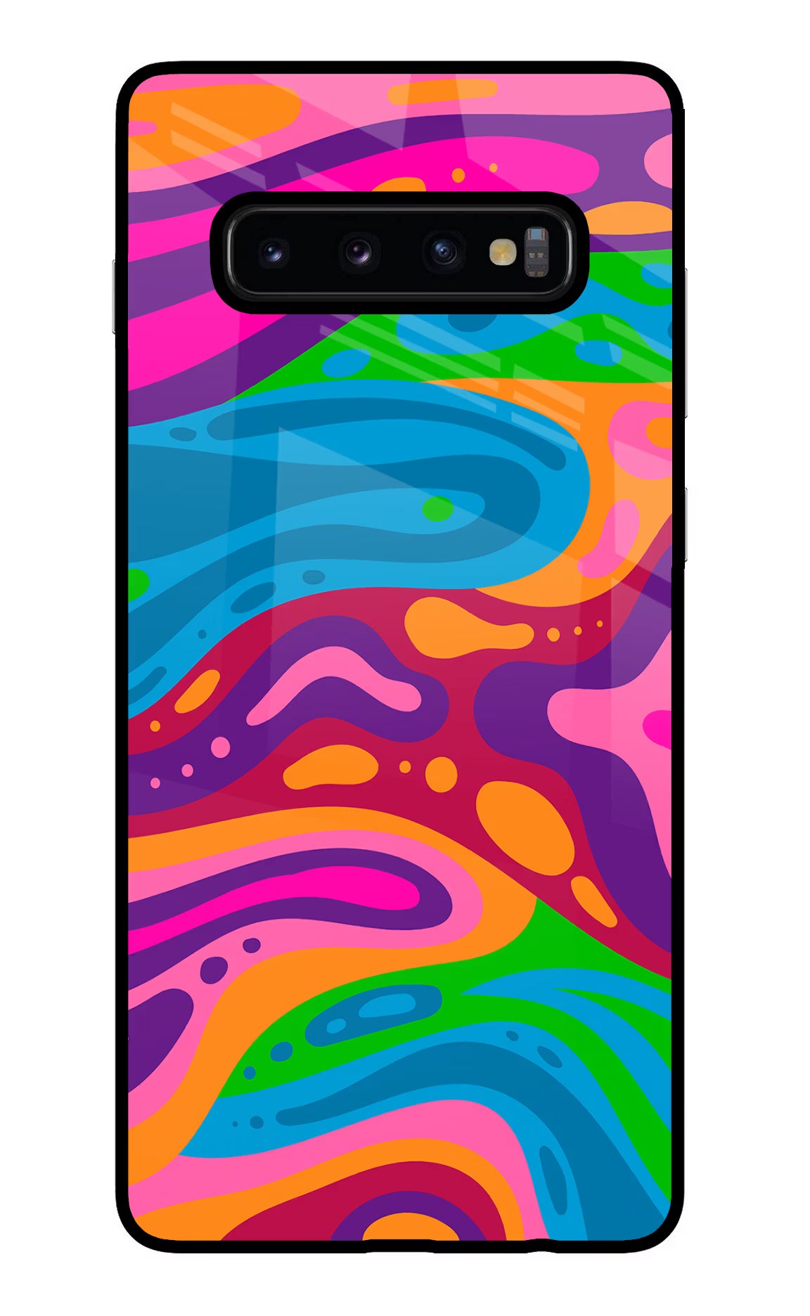 Trippy Pattern Samsung S10 Plus Glass Case Back Cover by Casekaro