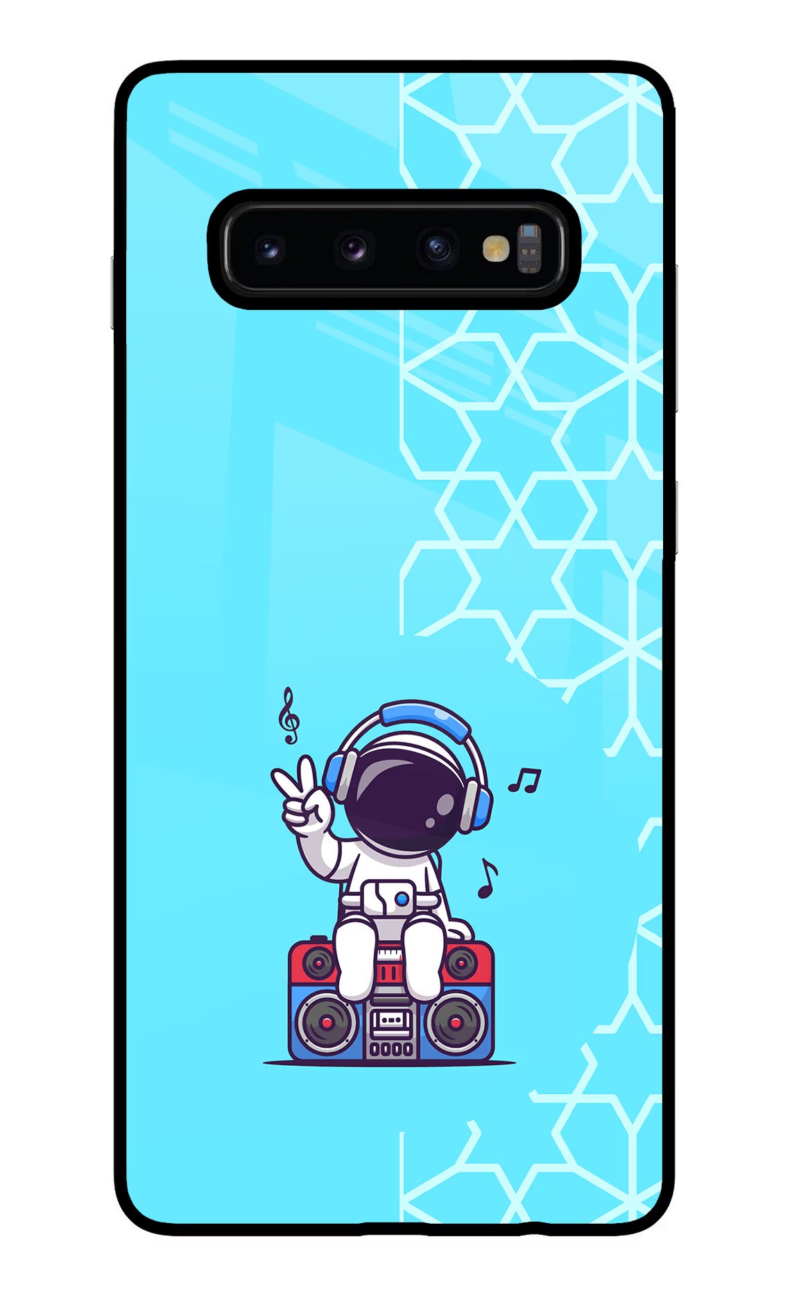 Cute Astronaut Chilling Samsung S10 Plus Glass Case Back Cover by Casekaro