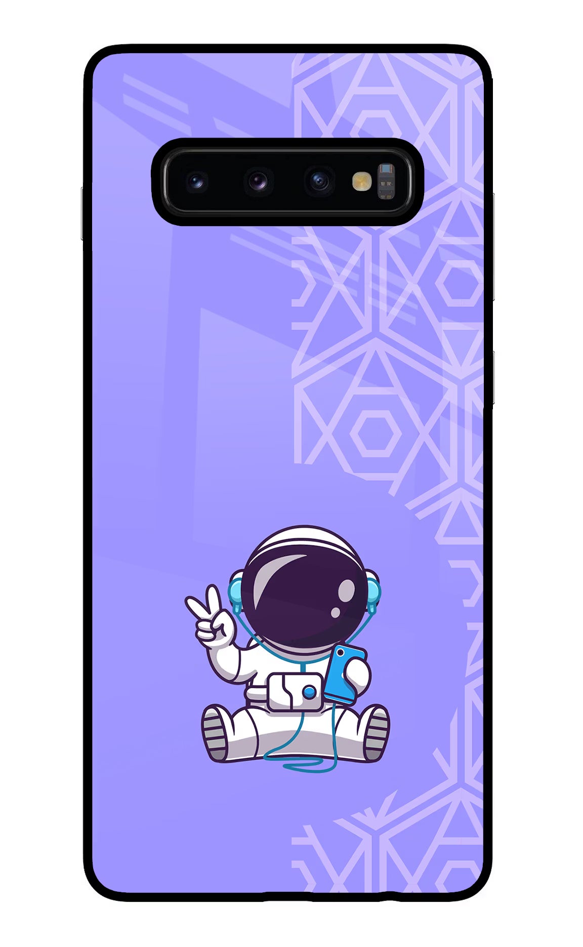 Cute Astronaut Chilling Samsung S10 Plus Glass Case Back Cover by Casekaro