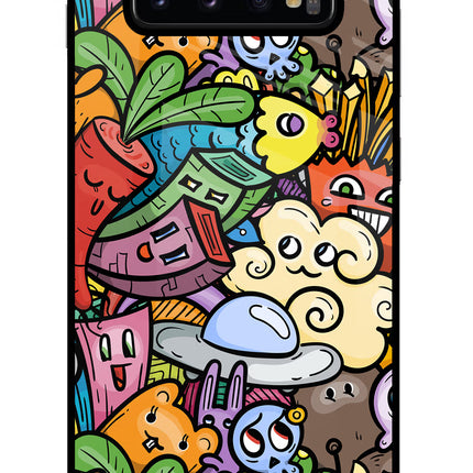 Veggie Doodle Samsung S10 Plus Glass Case Back Cover by Casekaro