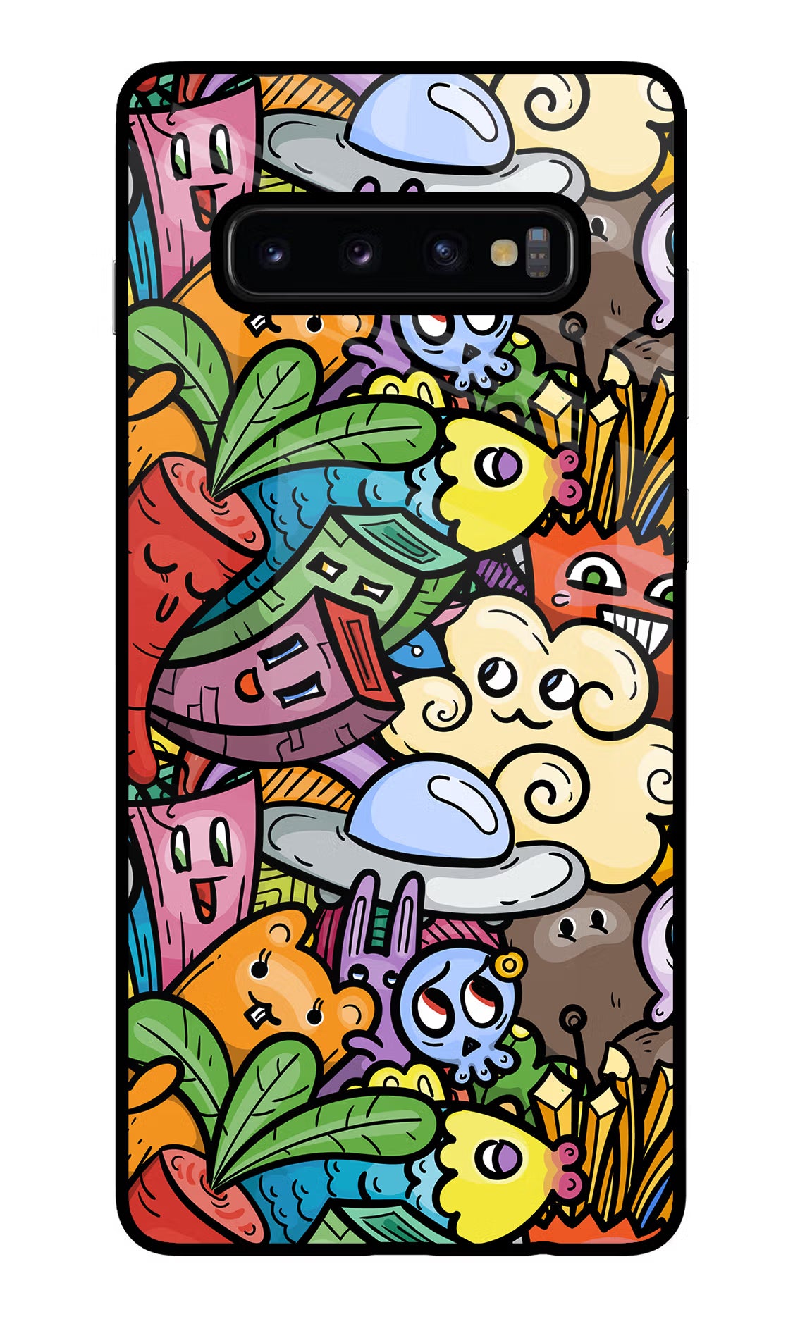Veggie Doodle Samsung S10 Plus Glass Case Back Cover by Casekaro