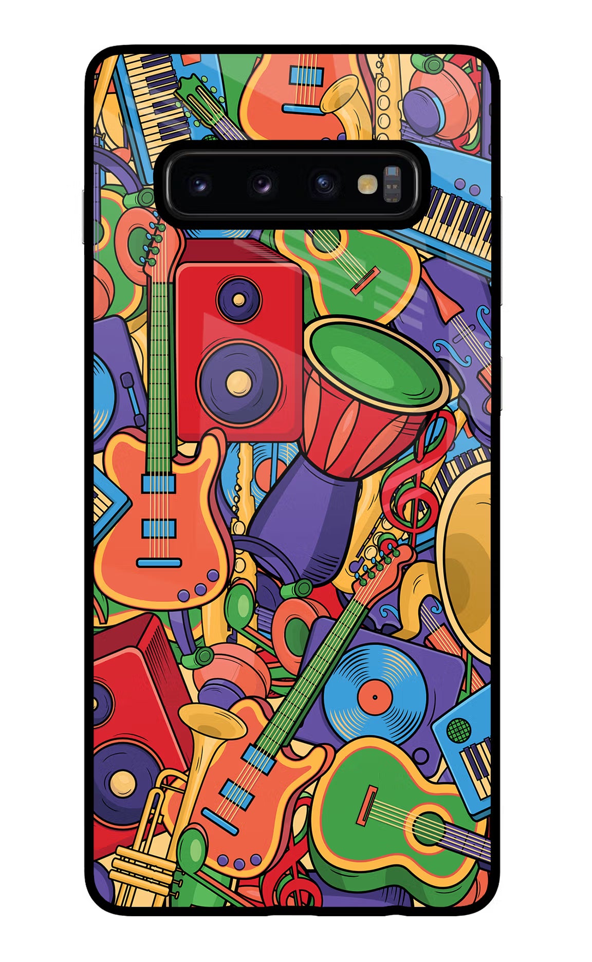 Music Instrument Doodle Samsung S10 Plus Glass Case Back Cover by Casekaro