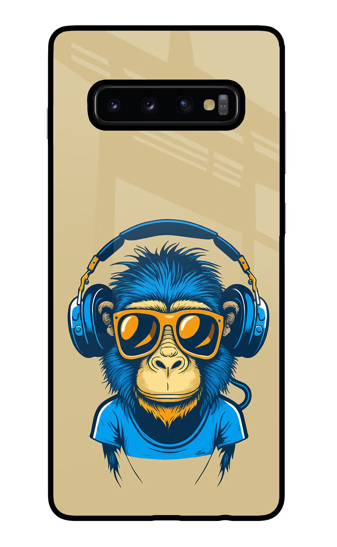 Monkey Headphone Samsung S10 Plus Glass Case Back Cover by Casekaro