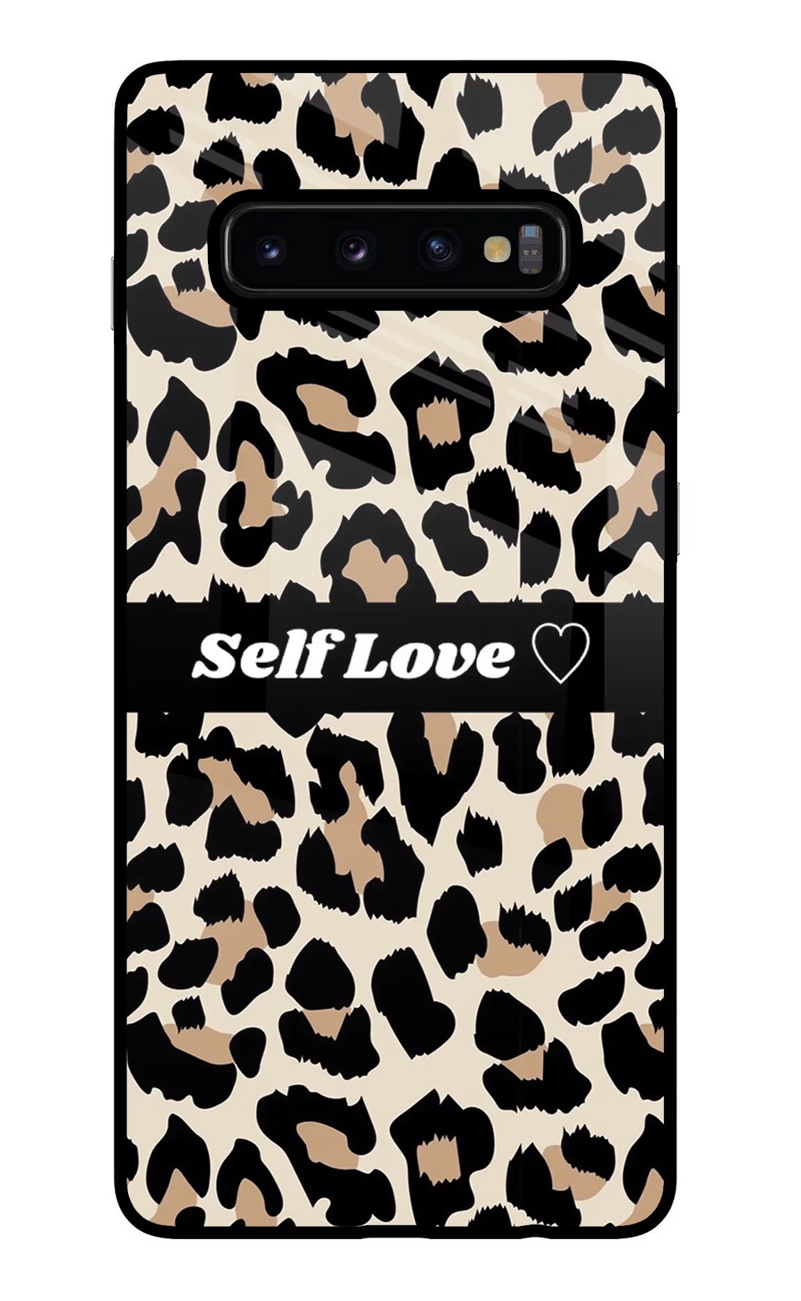 Leopard Print Self Love Samsung S10 Plus Glass Case Back Cover by Casekaro