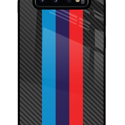 BMW Stripes Pattern Samsung S10 Plus Glass Case Back Cover by Casekaro