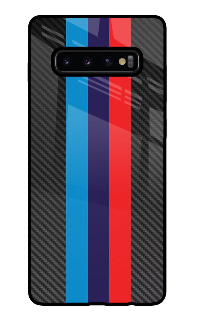 BMW Stripes Pattern Samsung S10 Plus Glass Case Back Cover by Casekaro