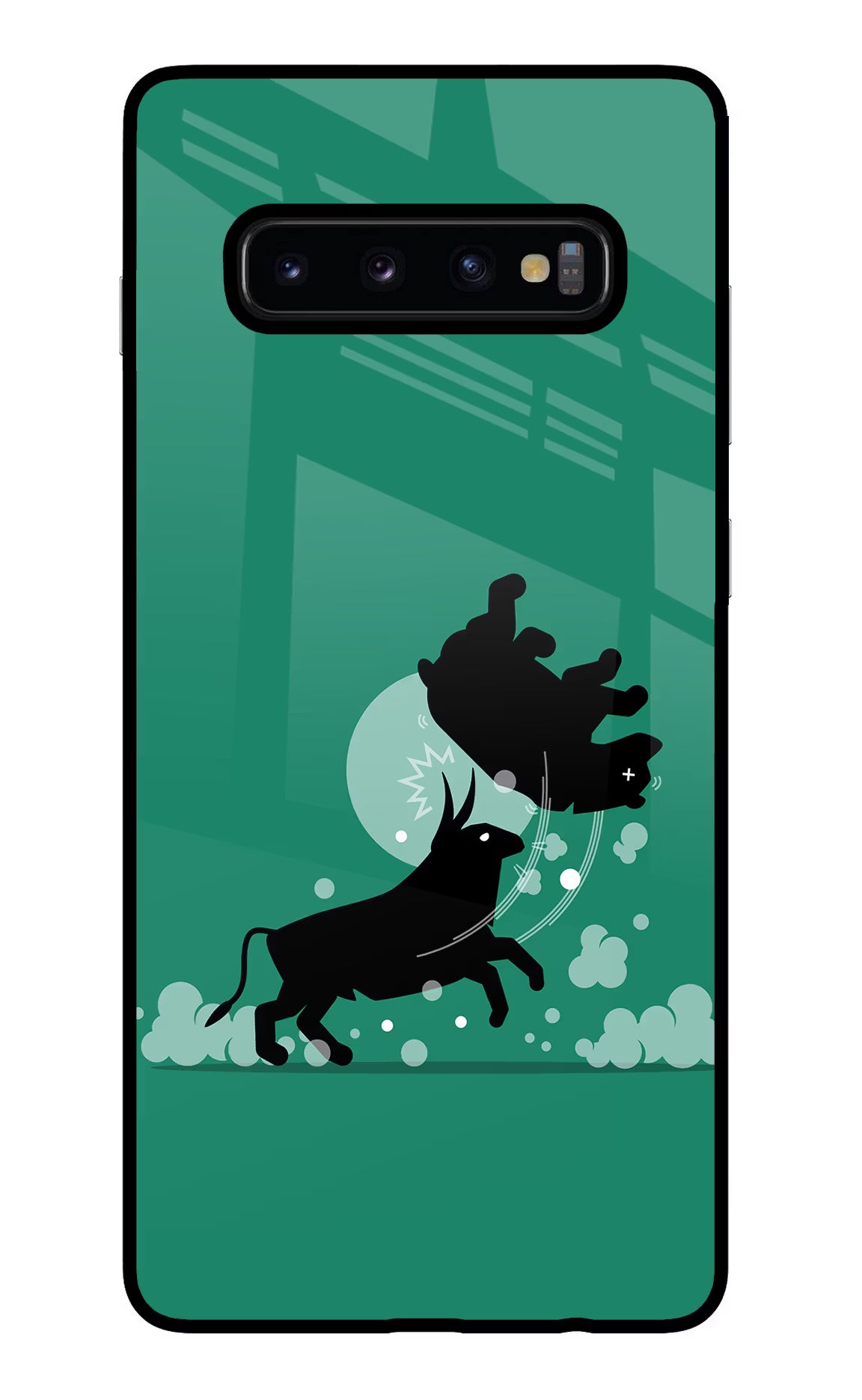 Bull Conqueror Samsung S10 Plus Glass Case Back Cover by Casekaro
