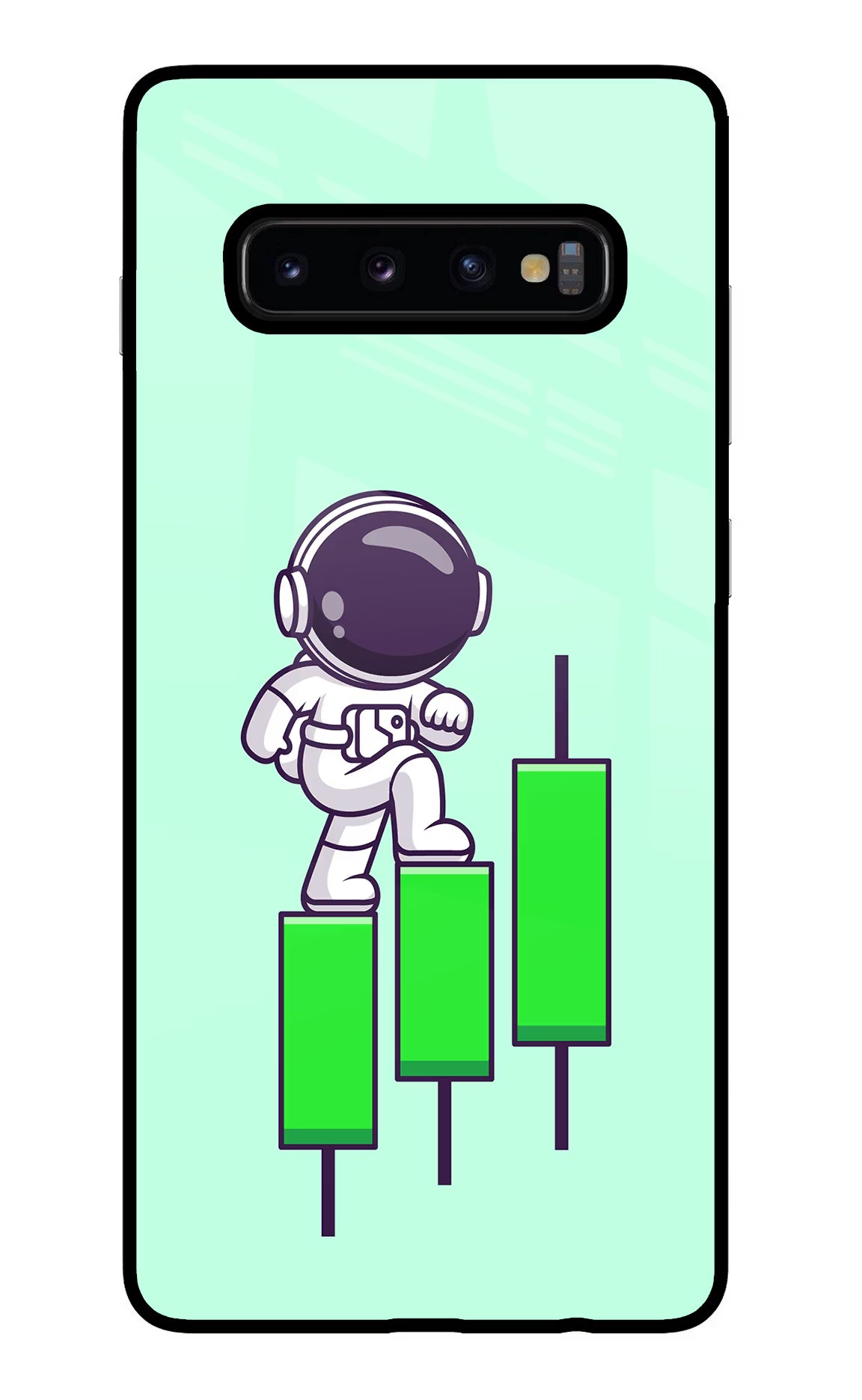 Astronaut Trader Samsung S10 Plus Glass Case Back Cover by Casekaro