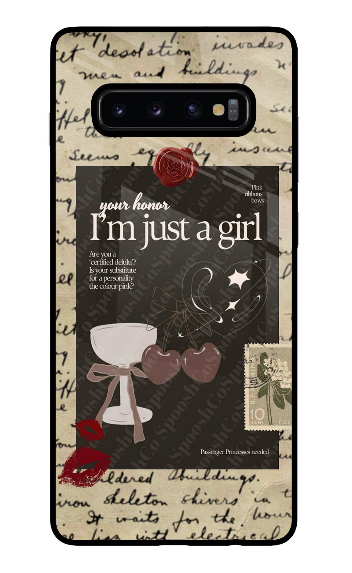 I am just a girl Samsung S10 Plus Glass Case Back Cover by Casekaro